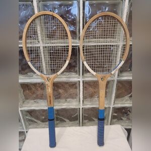 Vintage Pair Of Wooden Tennis Rackets Made in Pakistan 27.5” Decor Display